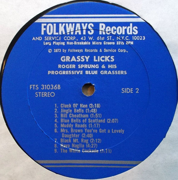 Roger Sprung And His Progressive Bluegrassers – Grassy Licks LP vinyl record, image 4 of 4