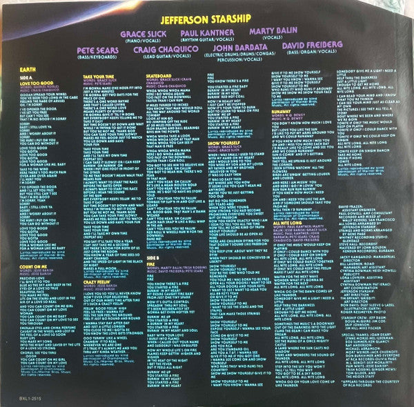 Jefferson Starship – Earth LP vinyl record, image 4 of 6