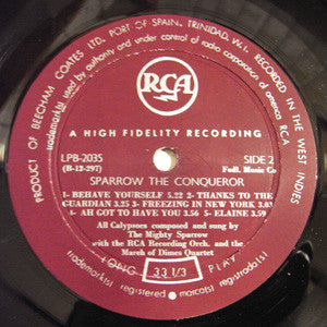 Mighty Sparrow – Sparrow The Conqueror LP vinyl record, image 4 of 4