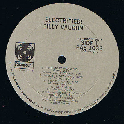 Billy Vaughn – Electrified! LP vinyl record, image 3 of 3