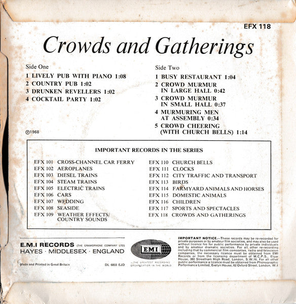 No Artist – Crowds And Gatherings 7" vinyl record, image 2 of 4