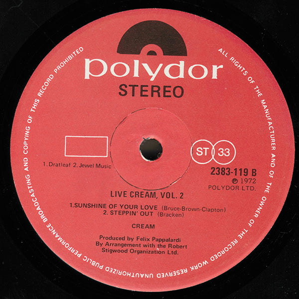 Cream – Live Cream Volume II LP vinyl record, image 4 of 4