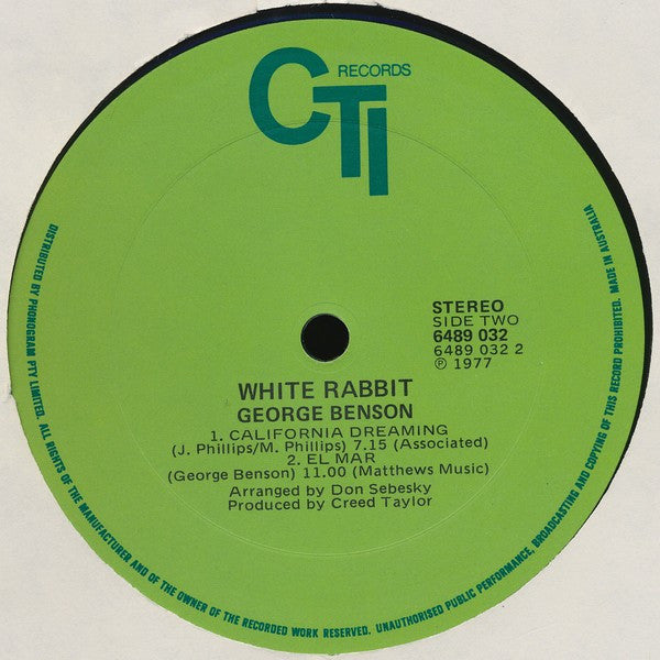 George Benson – White Rabbit LP vinyl record, image 6 of 6