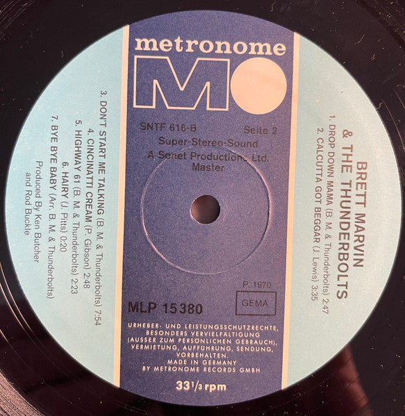 Brett Marvin & The Thunderbolts – Brett Marvin And The Thunderbolts LP vinyl record, image 4 of 4