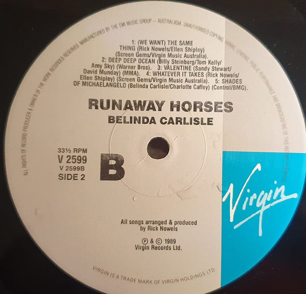 Belinda Carlisle – Runaway Horses LP vinyl record, image 4 of 6