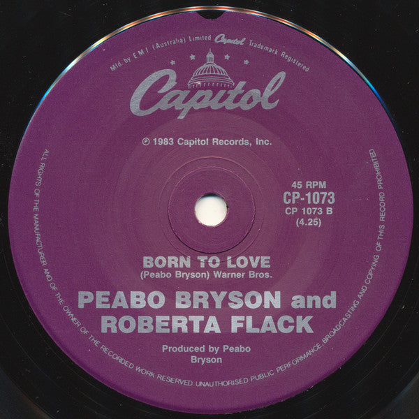 Peabo Bryson, Roberta Flack – Tonight I Celebrate My Love 7" vinyl record, image 2 of 3