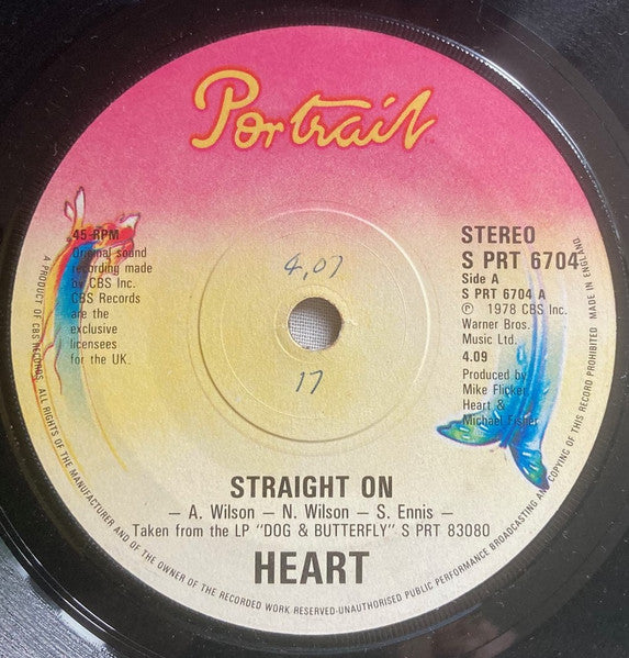 Heart – Straight On 7" vinyl record, image 1 of 2