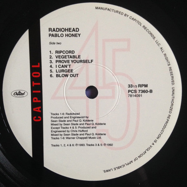 Radiohead – Pablo Honey LP vinyl record, image 4 of 6