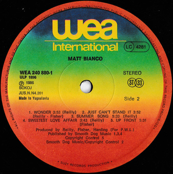 Matt Bianco – Matt Bianco LP vinyl record, image 4 of 6