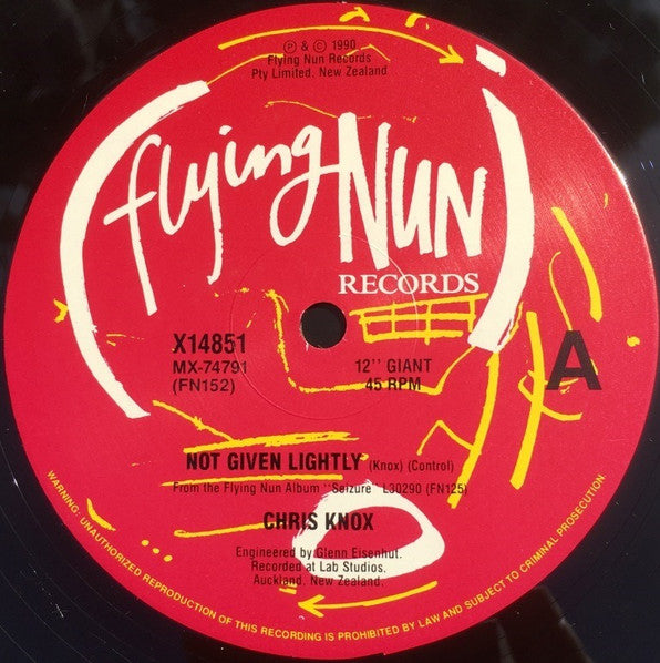 Chris Knox – Not Given Lightly 12" vinyl record, image 3 of 4