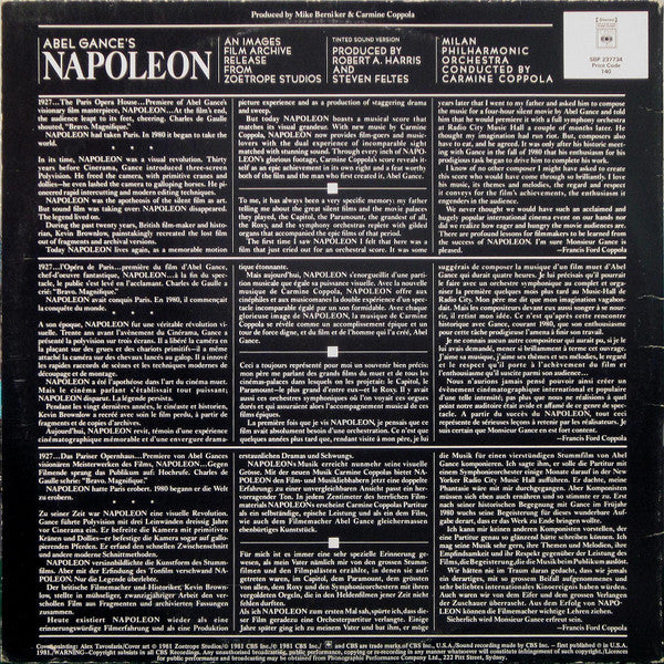 Carmine Coppola, Orchestra Sinfonica Di Milano – Napoleon LP vinyl record, image 4 of 6