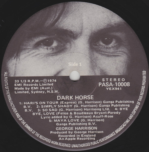 George Harrison – Dark Horse LP vinyl record, image 6 of 7