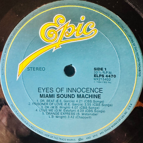 Miami Sound Machine – Eyes Of Innocence LP vinyl record, image 2 of 3