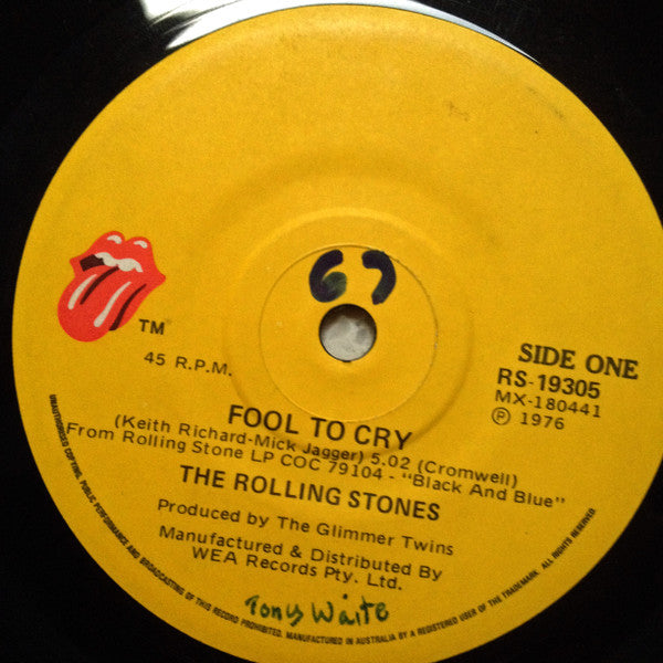 The Rolling Stones – Fool To Cry 7" vinyl record, image 3 of 4