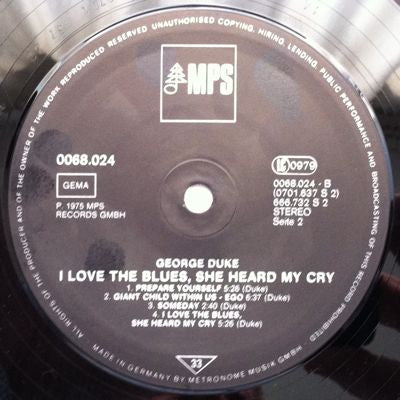 George Duke – I Love The Blues, She Heard My Cry LP vinyl record, image 5 of 5