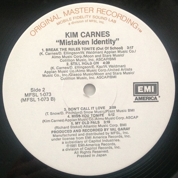 Kim Carnes – Mistaken Identity LP vinyl record, image 4 of 6