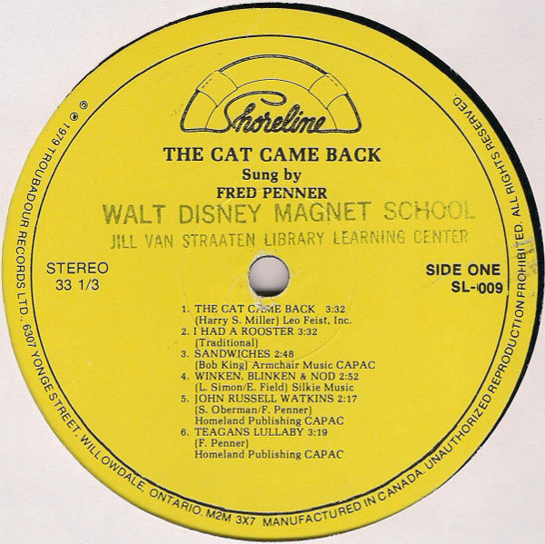 Fred Penner – The Cat Came Back LP vinyl record, image 3 of 4