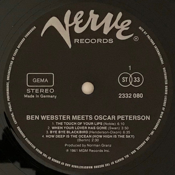 Ben Webster, Oscar Peterson – Ben Webster Meets Oscar Peterson LP vinyl record, image 3 of 5