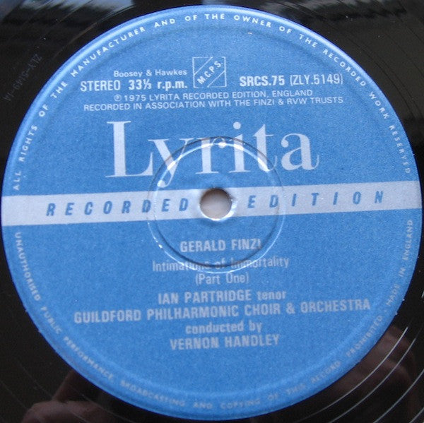 Gerald Finzi – Intimations Of Immortality LP vinyl record, image 3 of 4