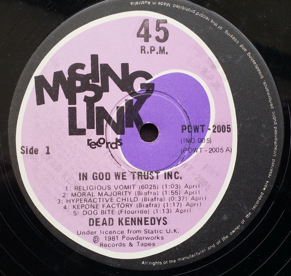 Dead Kennedys – In God We Trust, Inc. 12" vinyl record, image 3 of 4