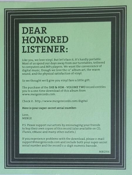 She & Him – Volume Two LP vinyl record, image 9 of 10