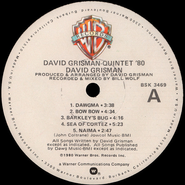David Grisman – Quintet '80 LP vinyl record, image 3 of 4