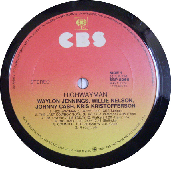 Waylon Jennings, Willie Nelson, Johnny Cash, Kris Kristofferson – Highwayman LP vinyl record, image 3 of 6