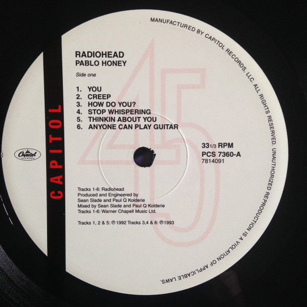 Radiohead – Pablo Honey LP vinyl record, image 3 of 6