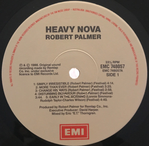 Robert Palmer – Heavy Nova LP vinyl record, image 3 of 6