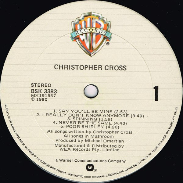 Christopher Cross – Christopher Cross LP vinyl record, image 3 of 4
