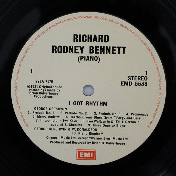 Richard Rodney Bennett, George Gershwin – "I Got Rhythm" Richard Rodney Bennett Plays The Complete Solo Piano Music Of George Gershwin LP vinyl record, image 3 of 4