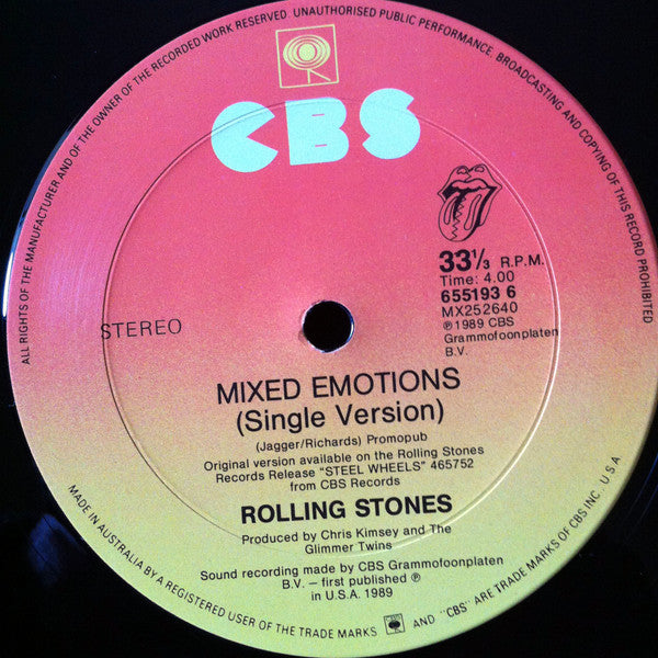 The Rolling Stones – Mixed Emotions 12" vinyl record, image 2 of 3