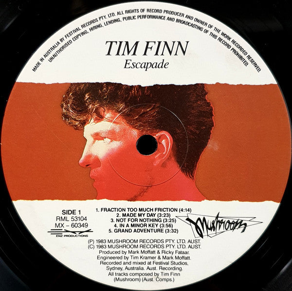 Tim Finn – Escapade LP vinyl record, image 5 of 6