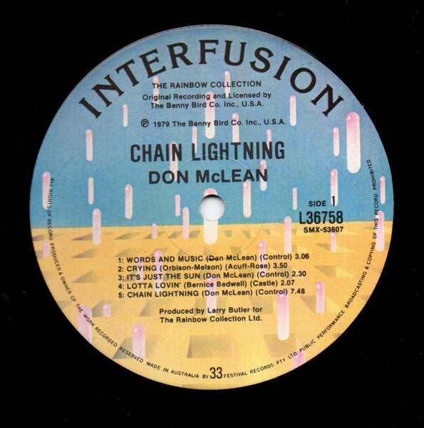 Don McLean – Chain Lightning LP vinyl record, image 4 of 5