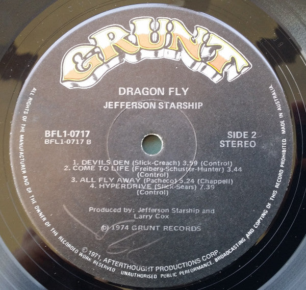 Jefferson Starship – Dragon Fly LP vinyl record, image 6 of 6