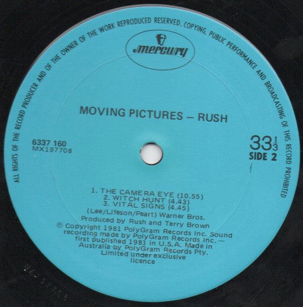 Rush – Moving Pictures LP vinyl record, image 7 of 7