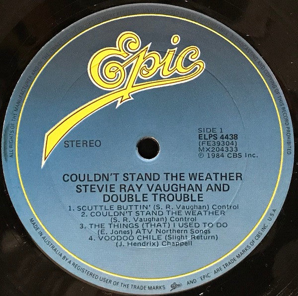 Stevie Ray Vaughan & Double Trouble – Couldn't Stand The Weather LP vinyl record, image 3 of 6