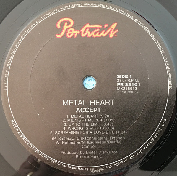 Accept – Metal Heart LP vinyl record, image 5 of 6