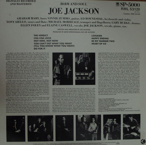 Joe Jackson – Body And Soul LP vinyl record, image 2 of 4