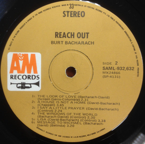 Burt Bacharach – Reach Out LP vinyl record, image 4 of 6