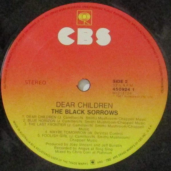 The Black Sorrows – Dear Children LP vinyl record, image 4 of 6