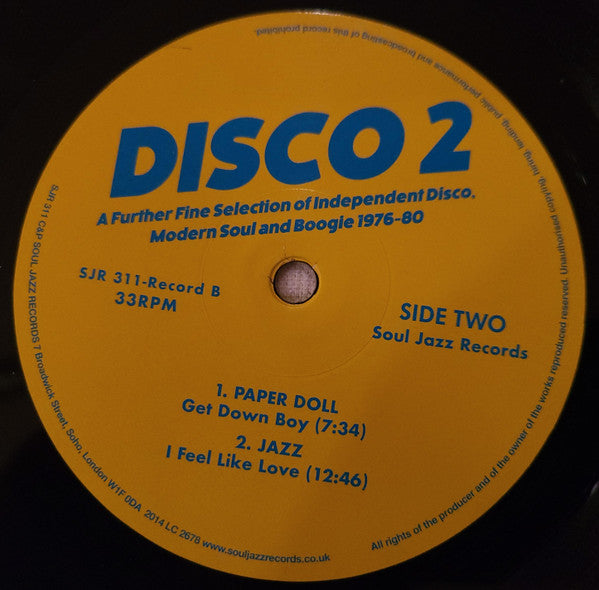 Various – Disco 2 (A Further Fine Selection Of Independent Disco, Modern Soul & Boogie 1976-80) (Record B) (2x12") 12" vinyl record, image 6 of 8