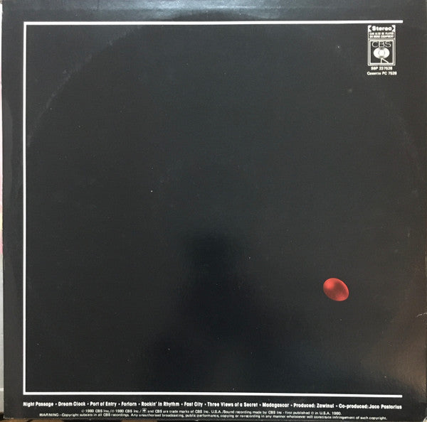 Weather Report – Night Passage LP vinyl record, image 2 of 6