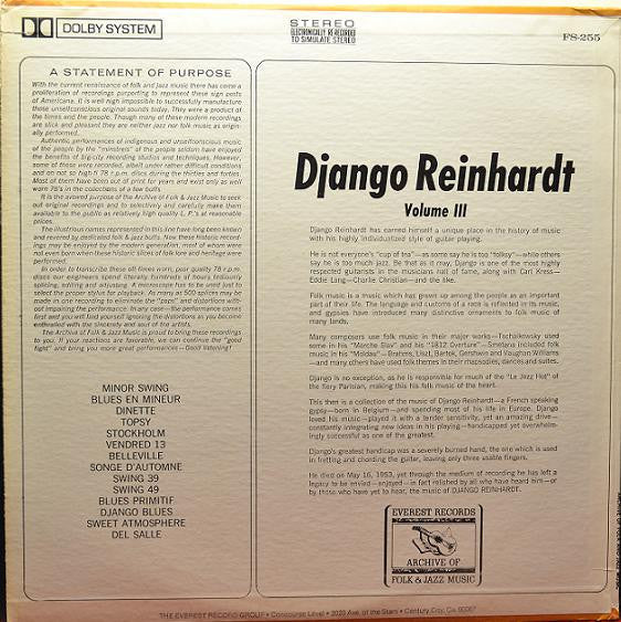 Django Reinhardt – Django Reinhardt (Volume III) LP vinyl record, image 2 of 4