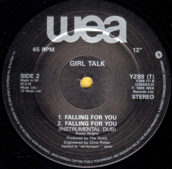 Girltalk – Falling For You (Extended Mix) 12" vinyl record, image 4 of 4