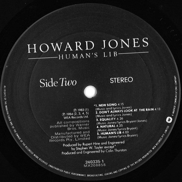 Howard Jones – Human's Lib LP vinyl record, image 4 of 6