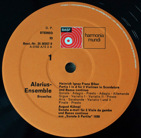 Heinrich Ignaz Franz Biber, Dieterich Buxtehude, Johann Rosemuller, Johannes Schenck, August Kühnel, Alarius-Ensemble – Musica Instrumentalis (Sonaten Des Hochbarock) LP vinyl record, image 4 of 5