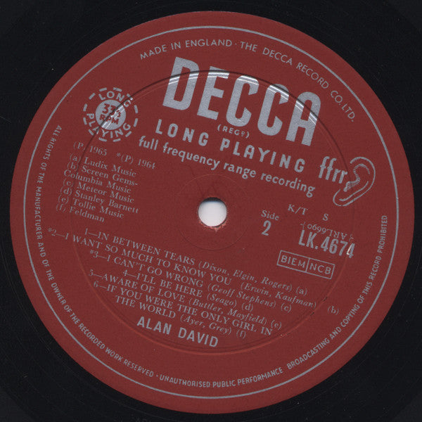 Alan David – Alan David LP vinyl record, image 4 of 4