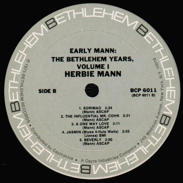 Herbie Mann – Early Mann - The Bethlehem Years, Volume 1 LP vinyl record, image 3 of 3