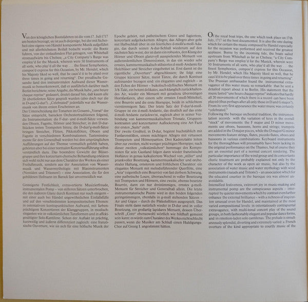Georg Friedrich Händel, Concentus Musicus Wien, Nikolaus Harnoncourt – Water Musick LP vinyl record, image 2 of 6